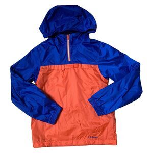 LL Bean kid's size 10-12 M 1/4 zip hooded windbreaker/rain nylon coat jacket